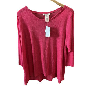 Philosophy pink High-Low pullover relaxed comfy Tunic 3/4 Sleeves Sz XXL NWT